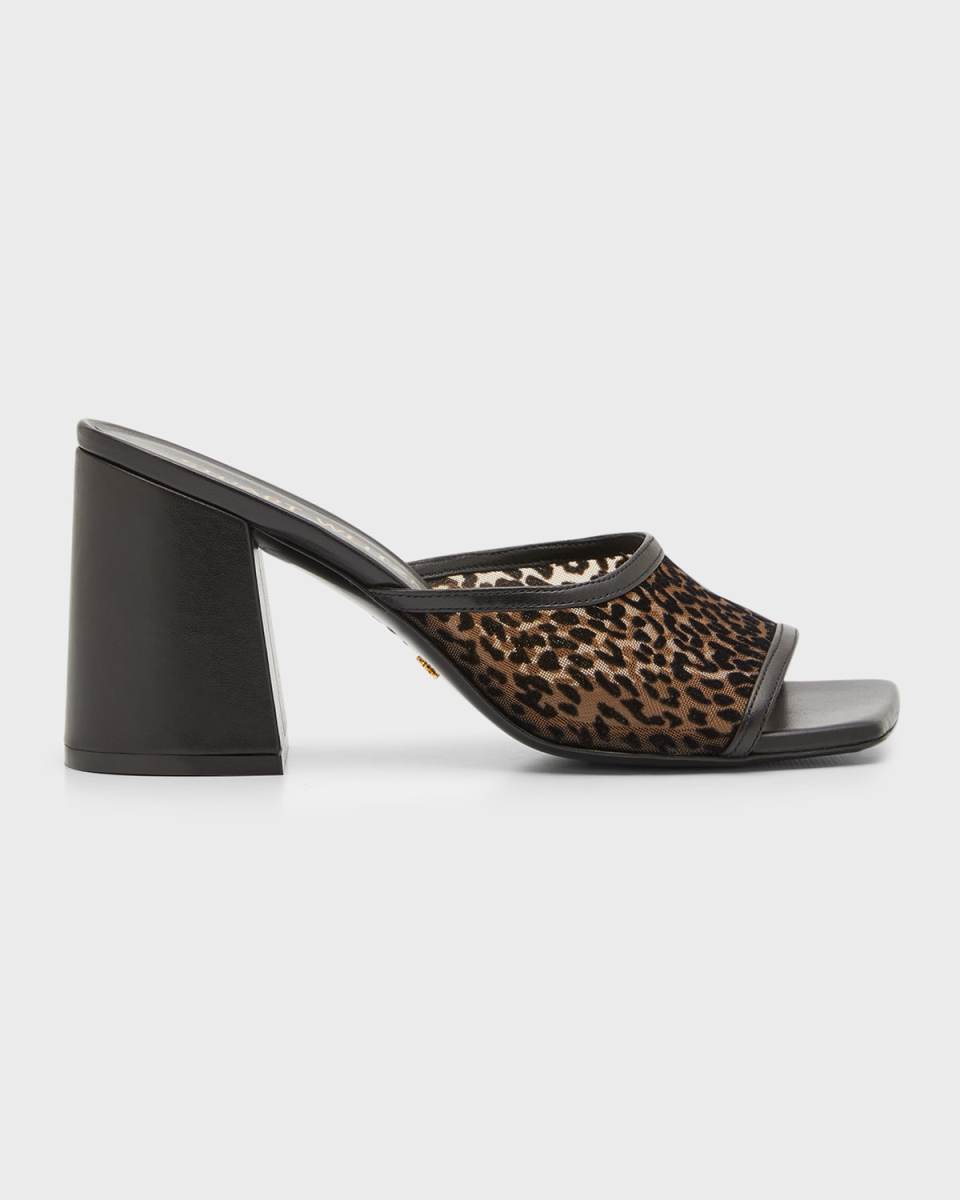 Tia Leather Block-Heel Mules